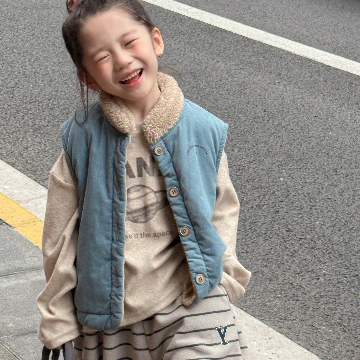 ベスト ボア襟コーデュロイキルティングベスト刺繍入りアウター【mh0010915】