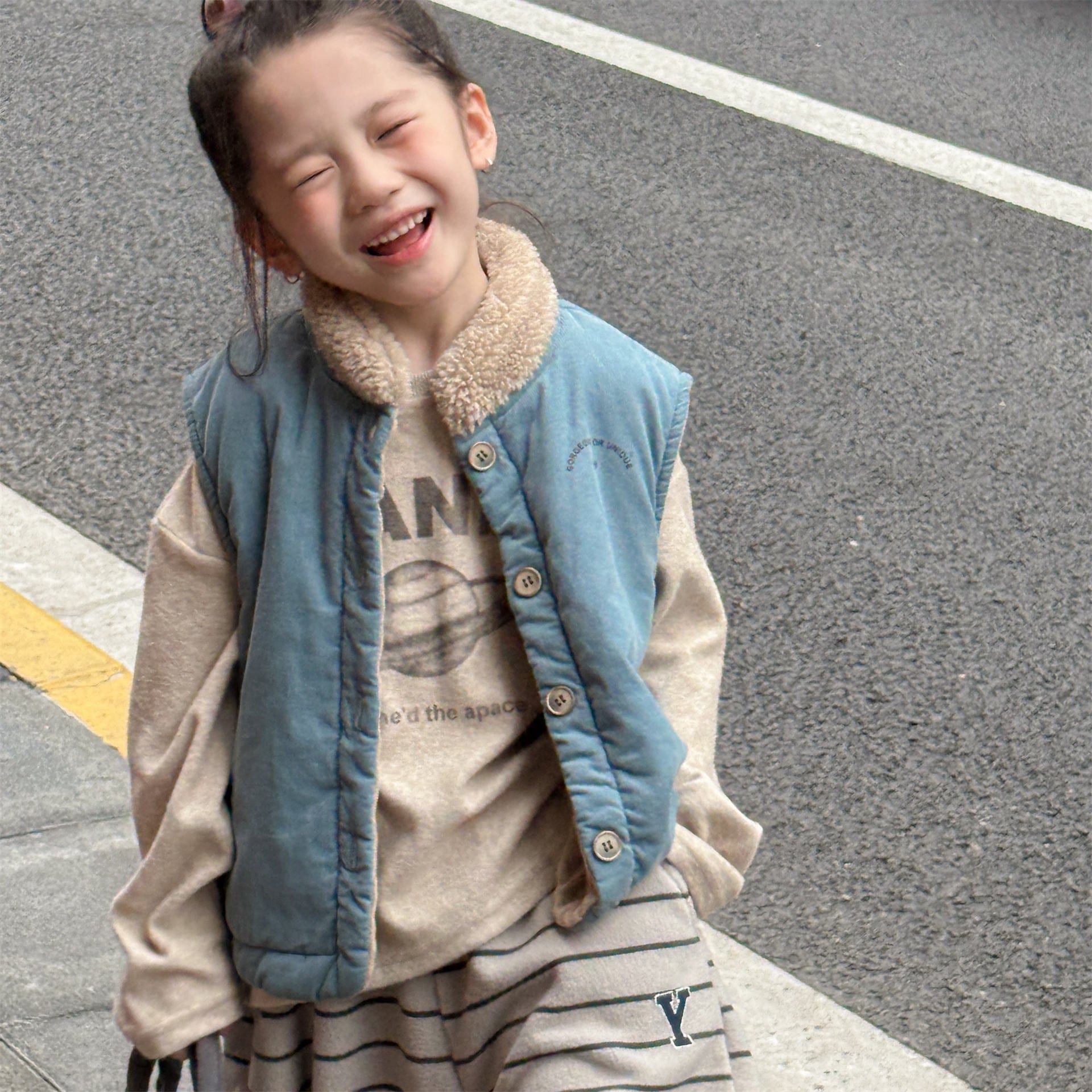 ベスト ボア襟コーデュロイキルティングベスト刺繍入りアウター【mh0010915】