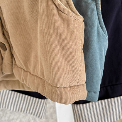 ベスト ボア襟コーデュロイキルティングベスト刺繍入りアウター【mh0010915】