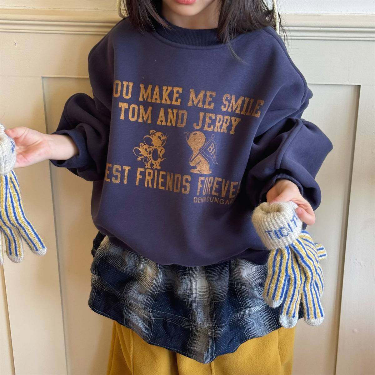 トレーナー・フーディ 長袖スウェットトレーナー 裏起毛 プリントロゴ入り カジュアルトップス【mh0011399】