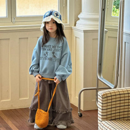 トレーナー・フーディ 長袖スウェットトレーナー 裏起毛 プリントロゴ入り カジュアルトップス【mh0011399】