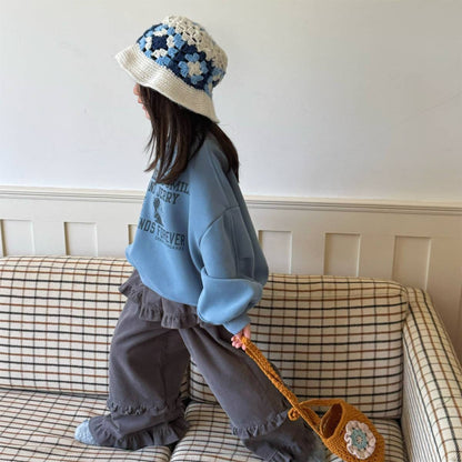 トレーナー・フーディ 長袖スウェットトレーナー 裏起毛 プリントロゴ入り カジュアルトップス【mh0011399】