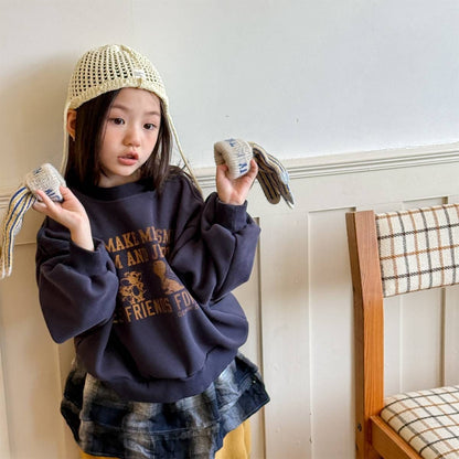 トレーナー・フーディ 長袖スウェットトレーナー 裏起毛 プリントロゴ入り カジュアルトップス【mh0011399】