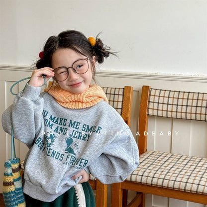 トレーナー・フーディ 長袖スウェットトレーナー 裏起毛 プリントロゴ入り カジュアルトップス【mh0011399】