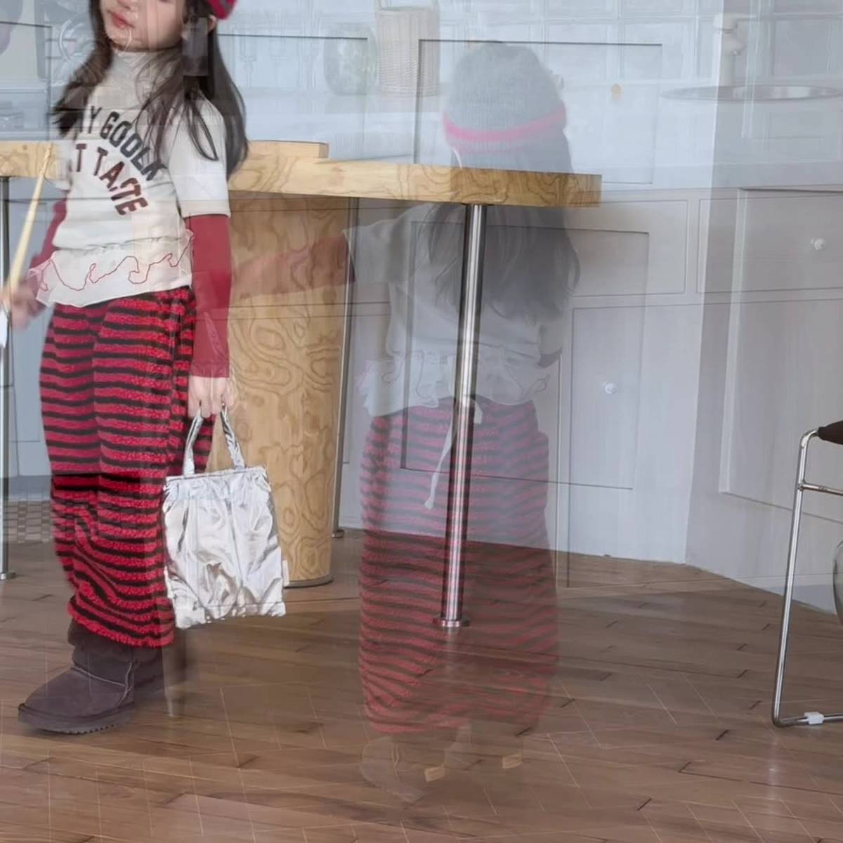 ロングパンツ・スウェットパンツ ロングパンツ シープボア ボーダー柄 もこもこボア 長ズボン【mh0011400】