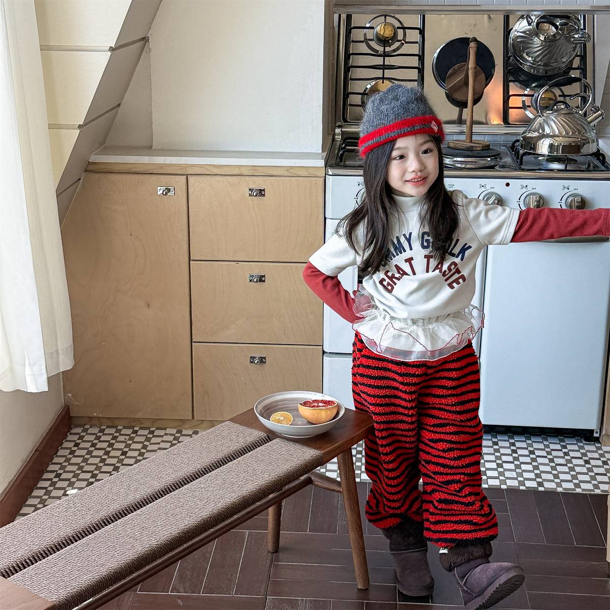 ロングパンツ・スウェットパンツ ロングパンツ シープボア ボーダー柄 もこもこボア 長ズボン【mh0011400】