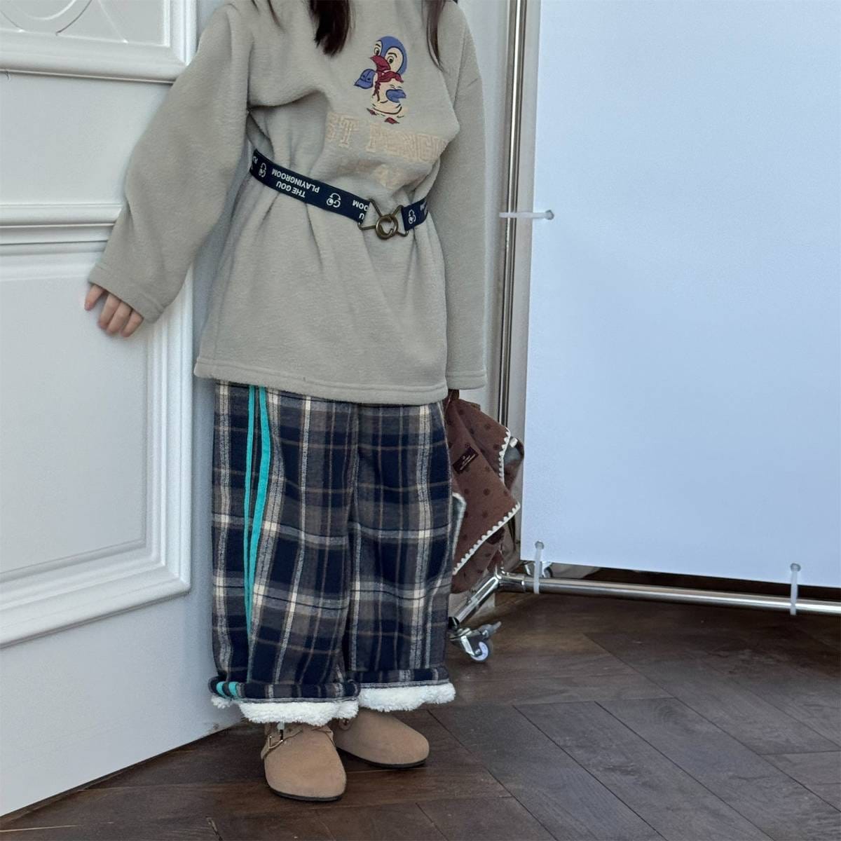 ロングパンツ・スウェットパンツ 裏起毛スウェットパンツ ロングパンツ カジュアル チェック サイドライン【mh0011402】