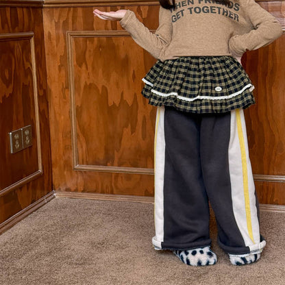 ロングパンツ・スウェットパンツ 裏起毛スウェットパンツ ロングパンツ カジュアル チェック サイドライン【mh0011402】