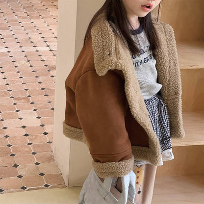 ショートコート・ジャケット・ジャンパー フェイクムートンジャケット ボア裏地 スエード調素材 もこもこアウター【mh0011404】