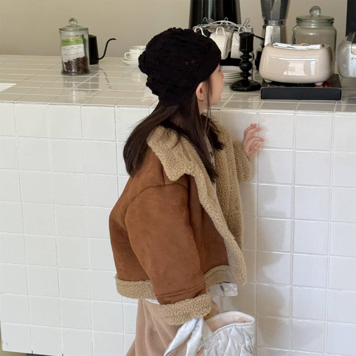 ショートコート・ジャケット・ジャンパー フェイクムートンジャケット ボア裏地 スエード調素材 もこもこアウター【mh0011404】