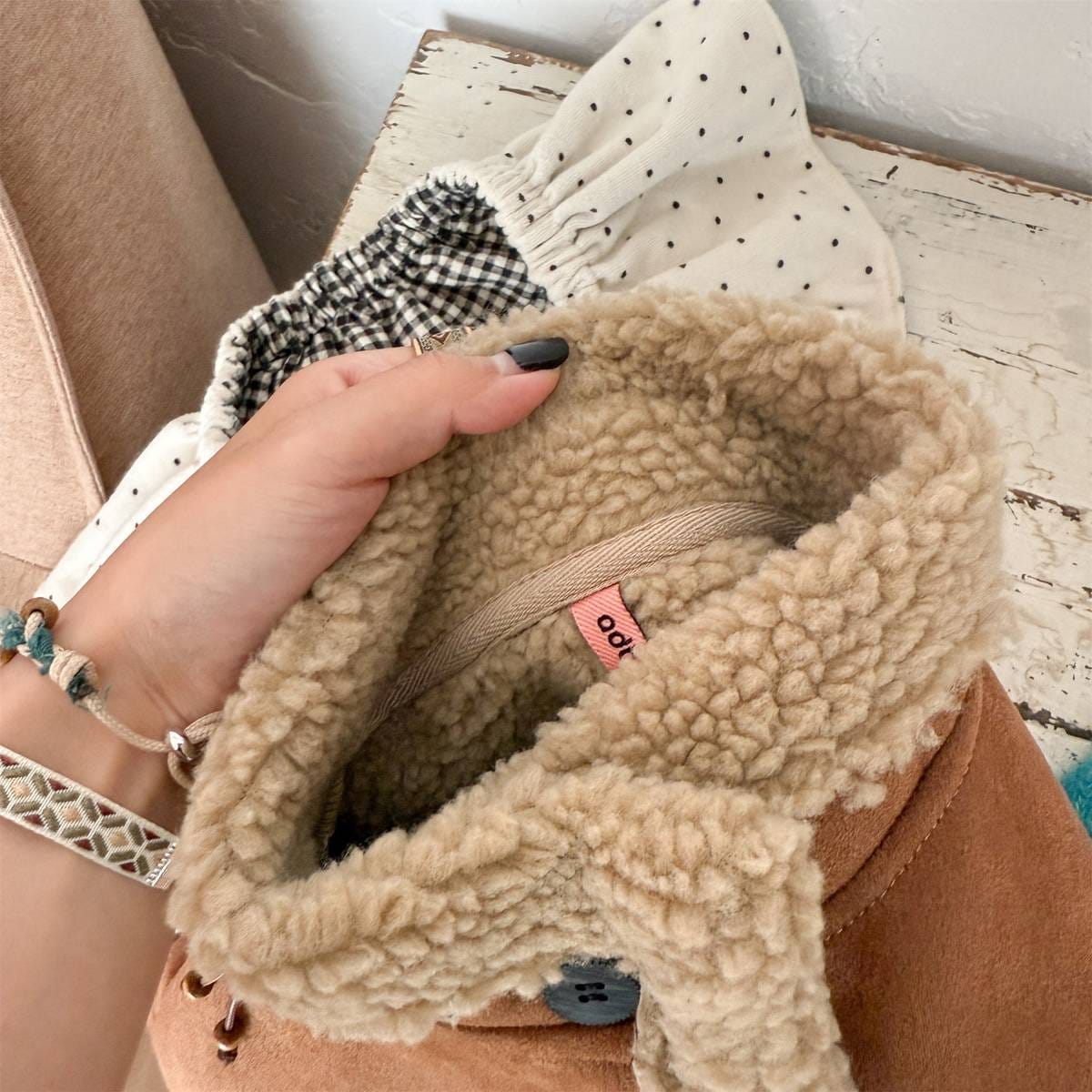 ショートコート・ジャケット・ジャンパー フェイクムートンジャケット ボア裏地 スエード調素材 もこもこアウター【mh0011404】