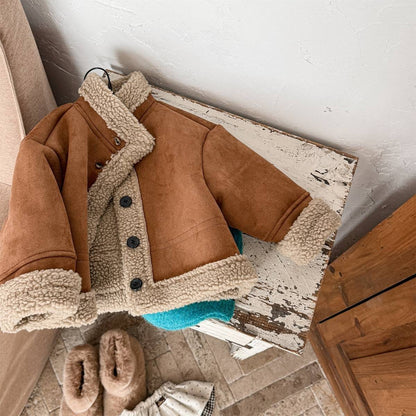 ショートコート・ジャケット・ジャンパー フェイクムートンジャケット ボア裏地 スエード調素材 もこもこアウター【mh0011404】