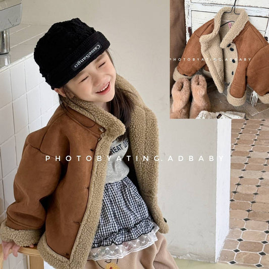 ショートコート・ジャケット・ジャンパー フェイクムートンジャケット ボア裏地 スエード調素材 もこもこアウター【mh0011404】