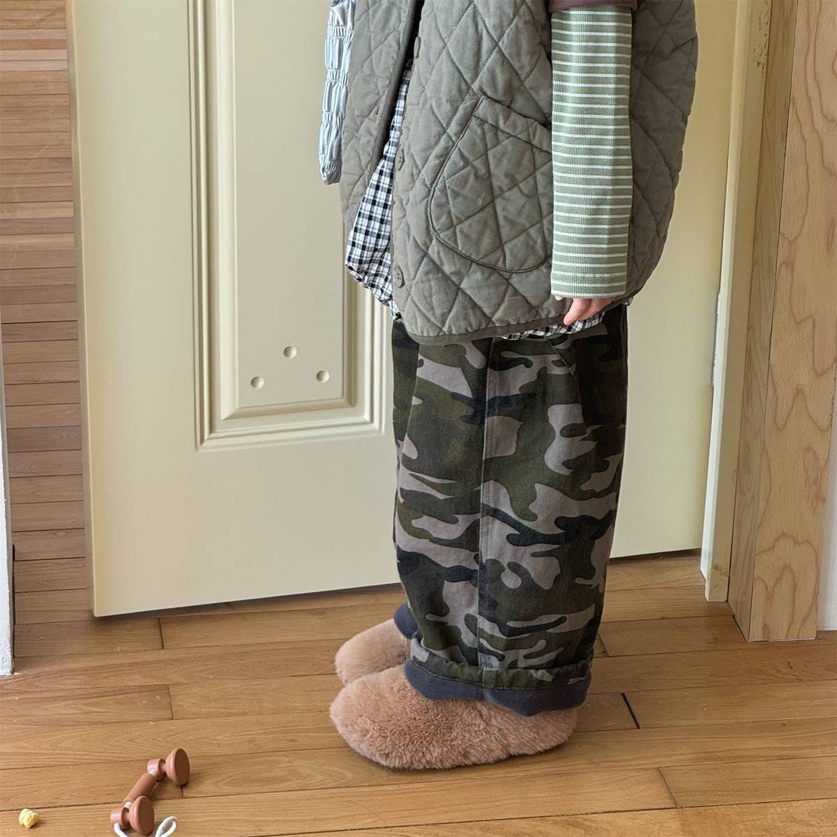 ロングパンツ・スウェットパンツ カモフラ柄ロングパンツ 裏起毛 長ズボン カジュアルパンツ【mh0011414】