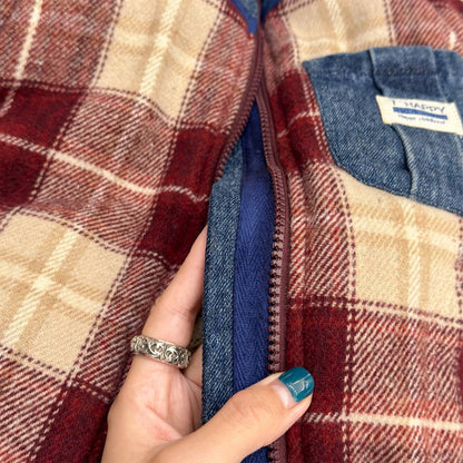 ベスト チェック柄ベスト 裏ボア デニムポケット 中綿入り アウター【mh0011418】