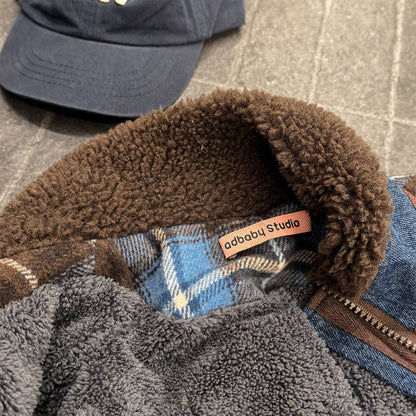 ベスト チェック柄ベスト 裏ボア デニムポケット 中綿入り アウター【mh0011418】