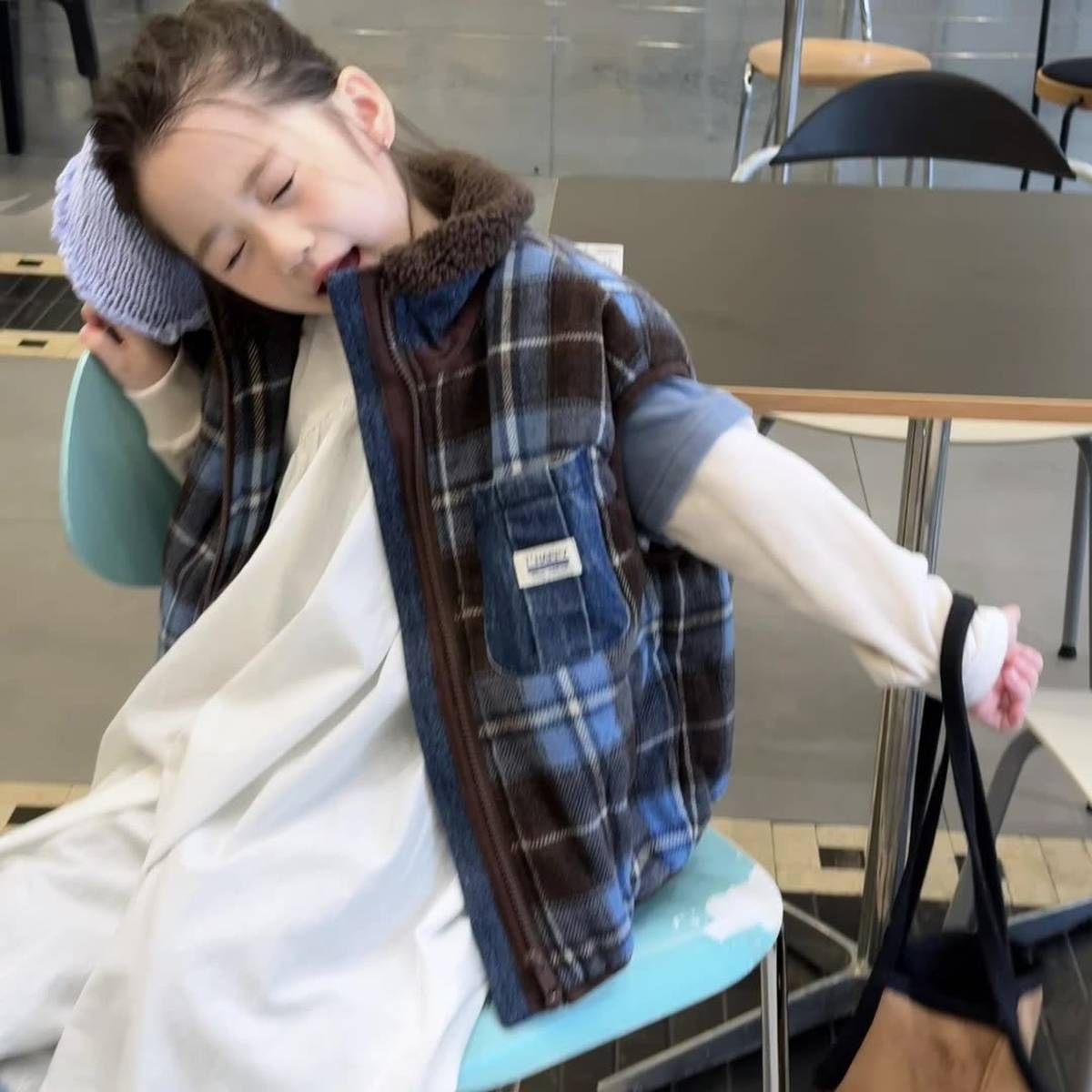 ベスト チェック柄ベスト 裏ボア デニムポケット 中綿入り アウター【mh0011418】