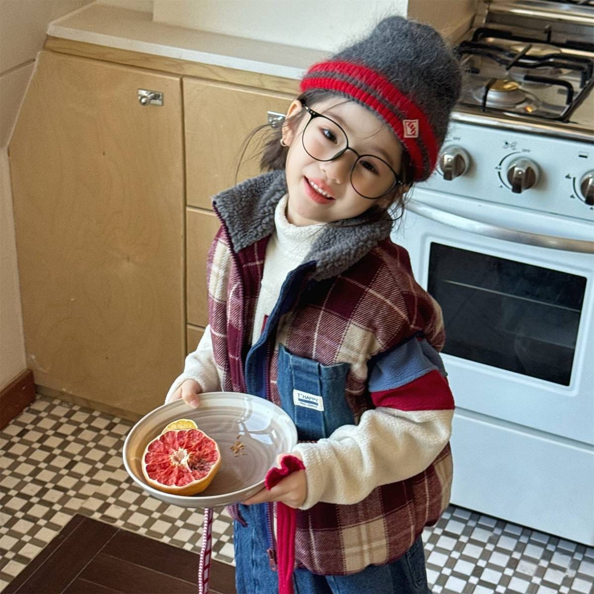 ベスト チェック柄ベスト 裏ボア デニムポケット 中綿入り アウター【mh0011418】