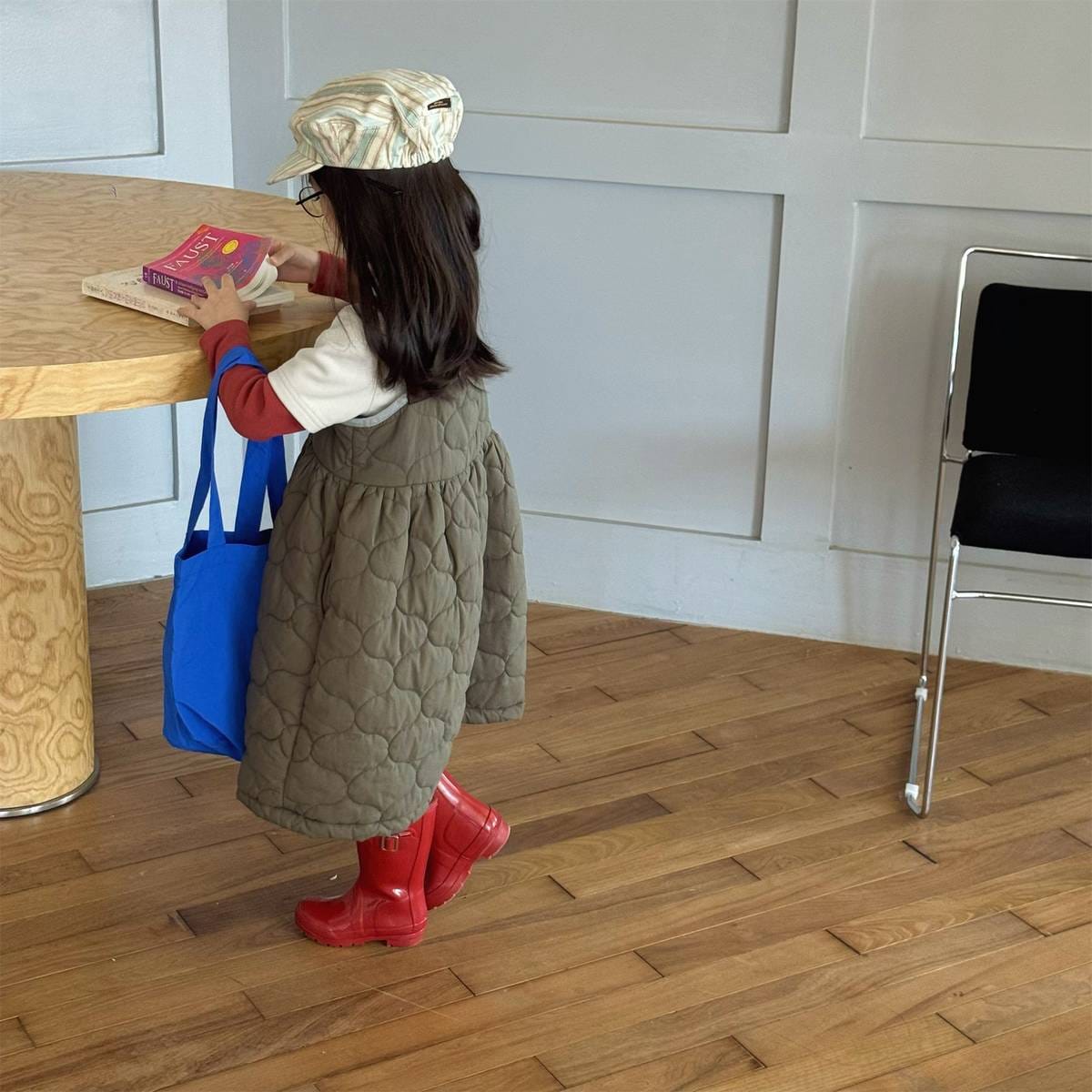 ノースリーブワンピース キルティング サロペットスカート ジャンパースカート 中綿入り【mh0011419】