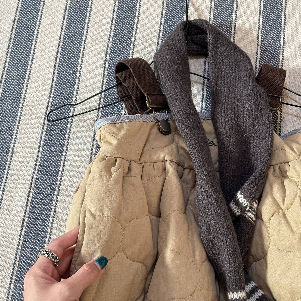 ノースリーブワンピース キルティング サロペットスカート ジャンパースカート 中綿入り【mh0011419】