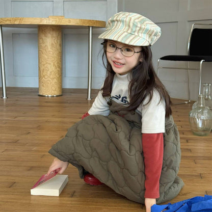 ノースリーブワンピース キルティング サロペットスカート ジャンパースカート 中綿入り【mh0011419】