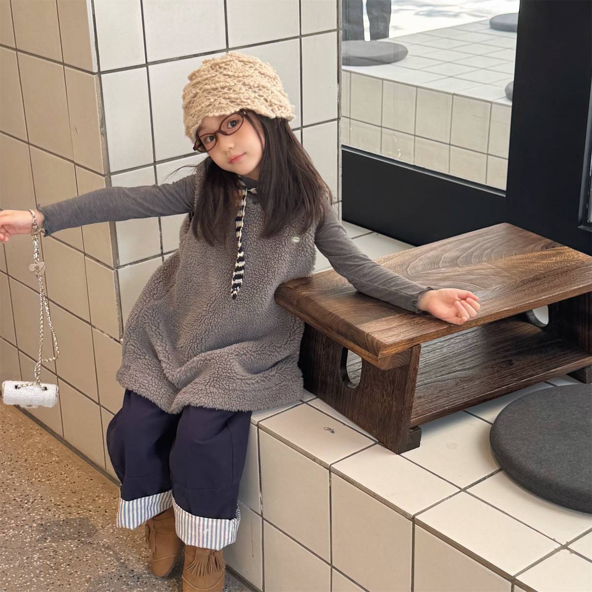 ノースリーブワンピース シープボアジャンパースカート ノースリーブ ふわふわ素材 ワンピース【mh0011420】