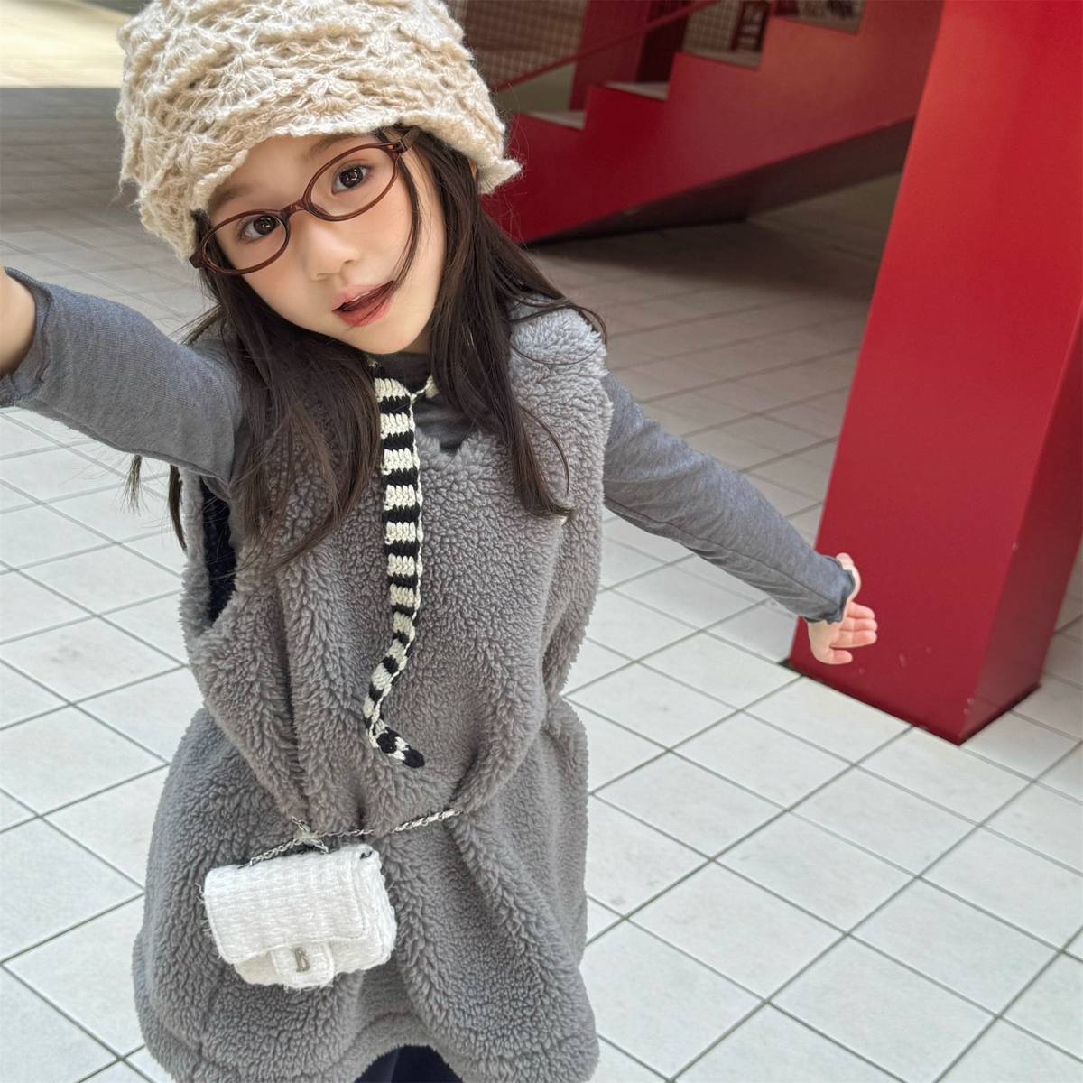 ノースリーブワンピース シープボアジャンパースカート ノースリーブ ふわふわ素材 ワンピース【mh0011420】