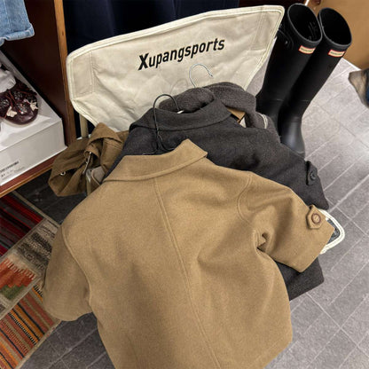 ロングコート コート ジャケット ウール調素材 ミディアム丈 アウター【mh0011421】