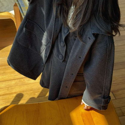 ロングコート コート ジャケット ウール調素材 ミディアム丈 アウター【mh0011421】