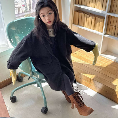 ロングコート コート ジャケット ウール調素材 ミディアム丈 アウター【mh0011421】