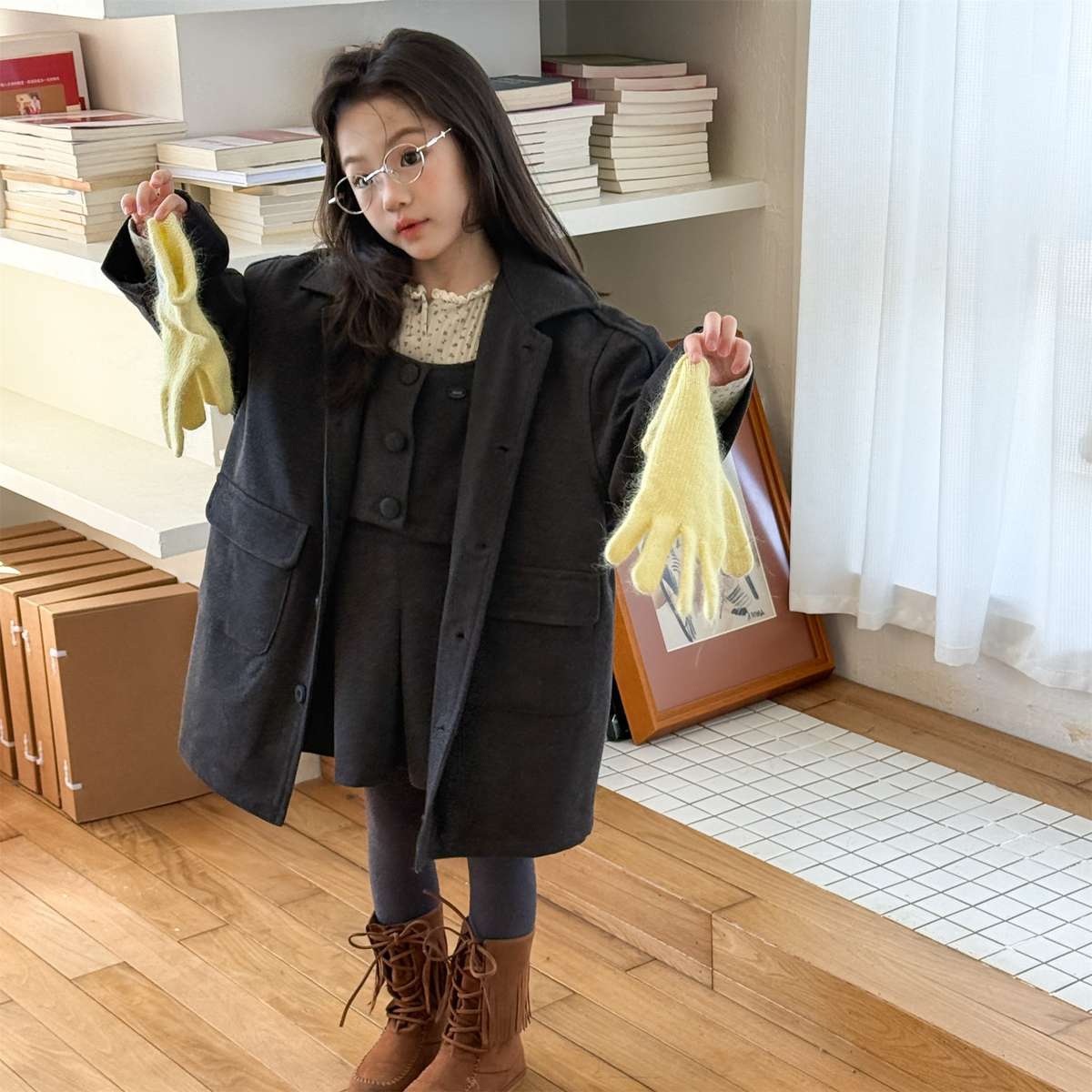 ロングコート コート ジャケット ウール調素材 ミディアム丈 アウター【mh0011421】