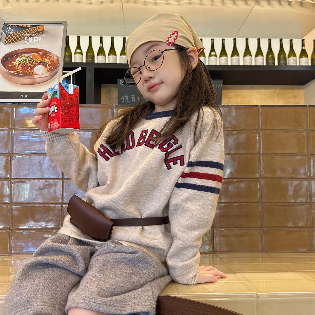 ニット・セーター 長袖セーター ニット素材 ラグラン袖 刺繡ロゴ トップス【mh0011422】