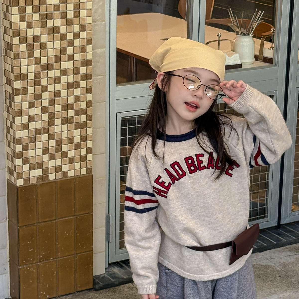 ニット・セーター 長袖セーター ニット素材 ラグラン袖 刺繡ロゴ トップス【mh0011422】