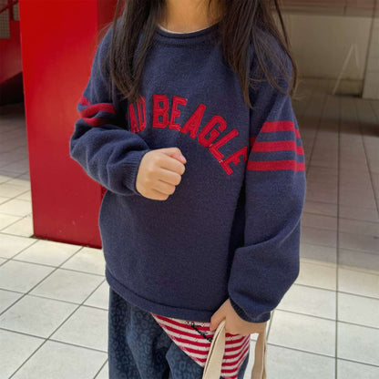 ニット・セーター 長袖セーター ニット素材 ラグラン袖 刺繡ロゴ トップス【mh0011422】