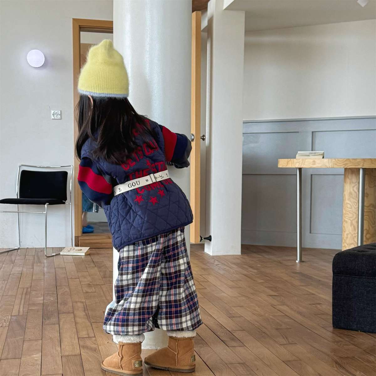 ロングパンツ・スウェットパンツ パッチワークロングパンツ デニム調 キルティング 中綿入り【mh0011424】