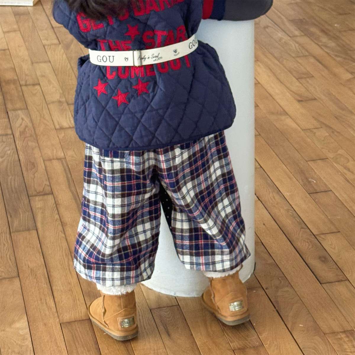 ロングパンツ・スウェットパンツ パッチワークロングパンツ デニム調 キルティング 中綿入り【mh0011424】