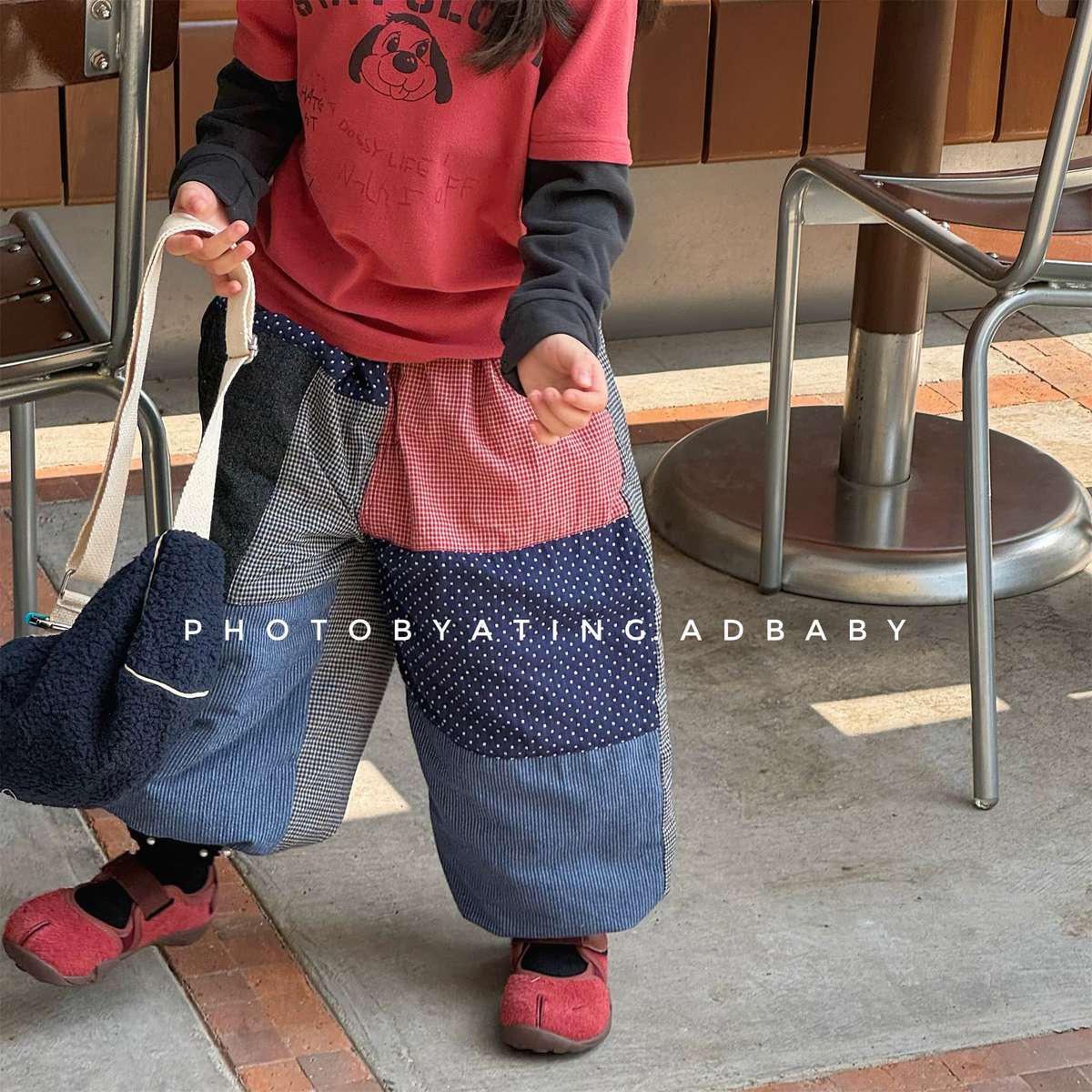 ロングパンツ・スウェットパンツ パッチワークロングパンツ デニム調 キルティング 中綿入り【mh0011424】