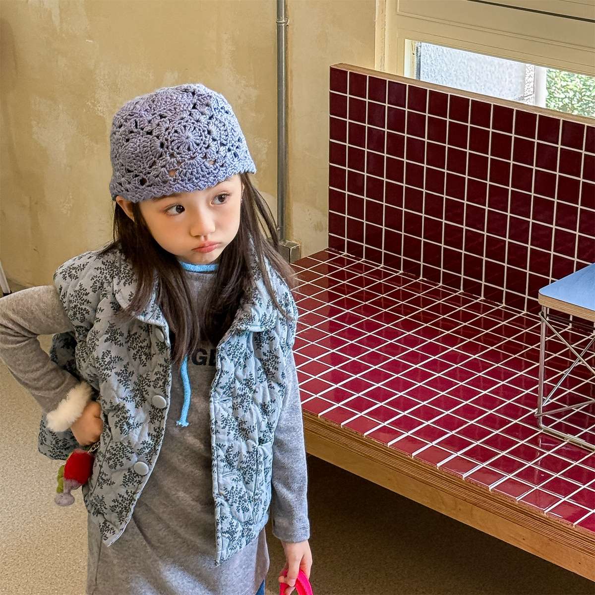 ベスト キルティングベスト ノースリーブ 中綿入り 花柄プリント【mh0011425】