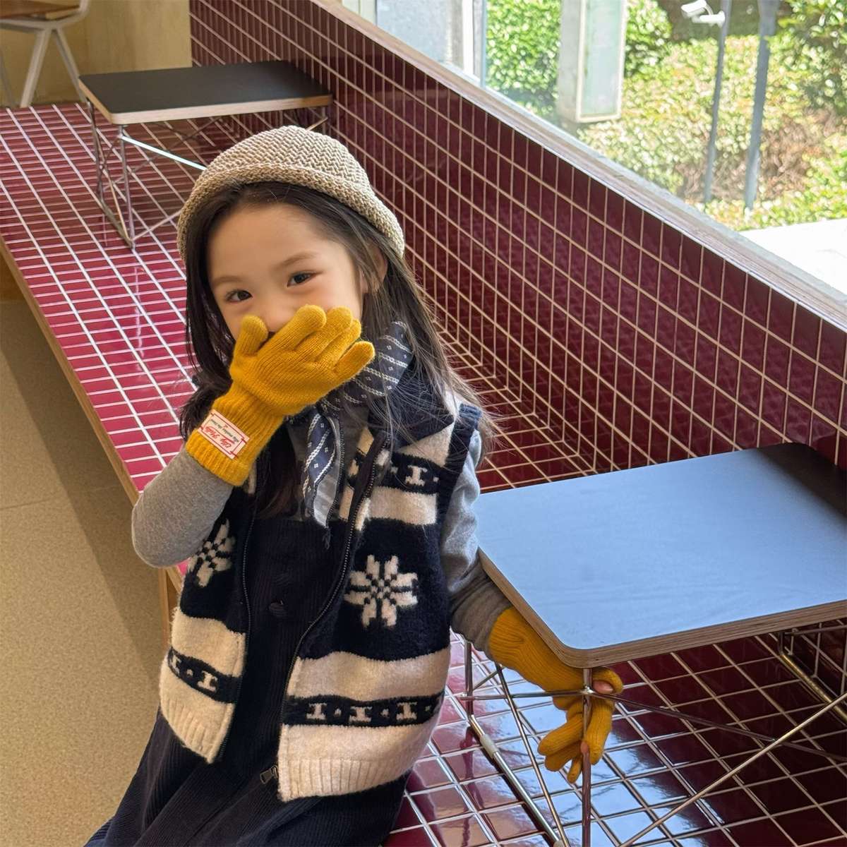 ベスト ニットベスト ジップアップ ノルディック柄 ノースリーブ トップス【mh0011429】