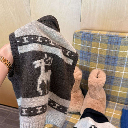 ベスト ニットベスト ジップアップ ノルディック柄 ノースリーブ トップス【mh0011429】