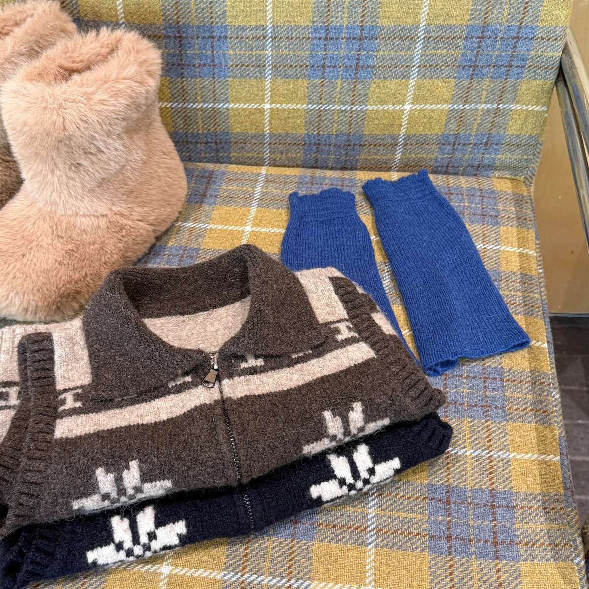 ベスト ニットベスト ジップアップ ノルディック柄 ノースリーブ トップス【mh0011429】