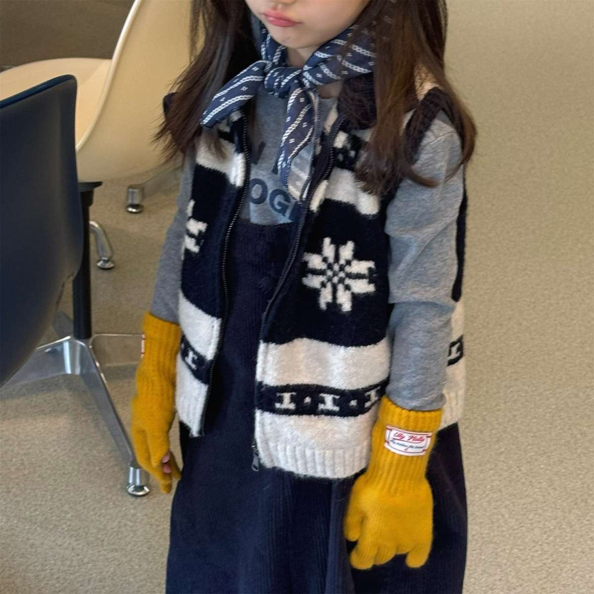 ベスト ニットベスト ジップアップ ノルディック柄 ノースリーブ トップス【mh0011429】