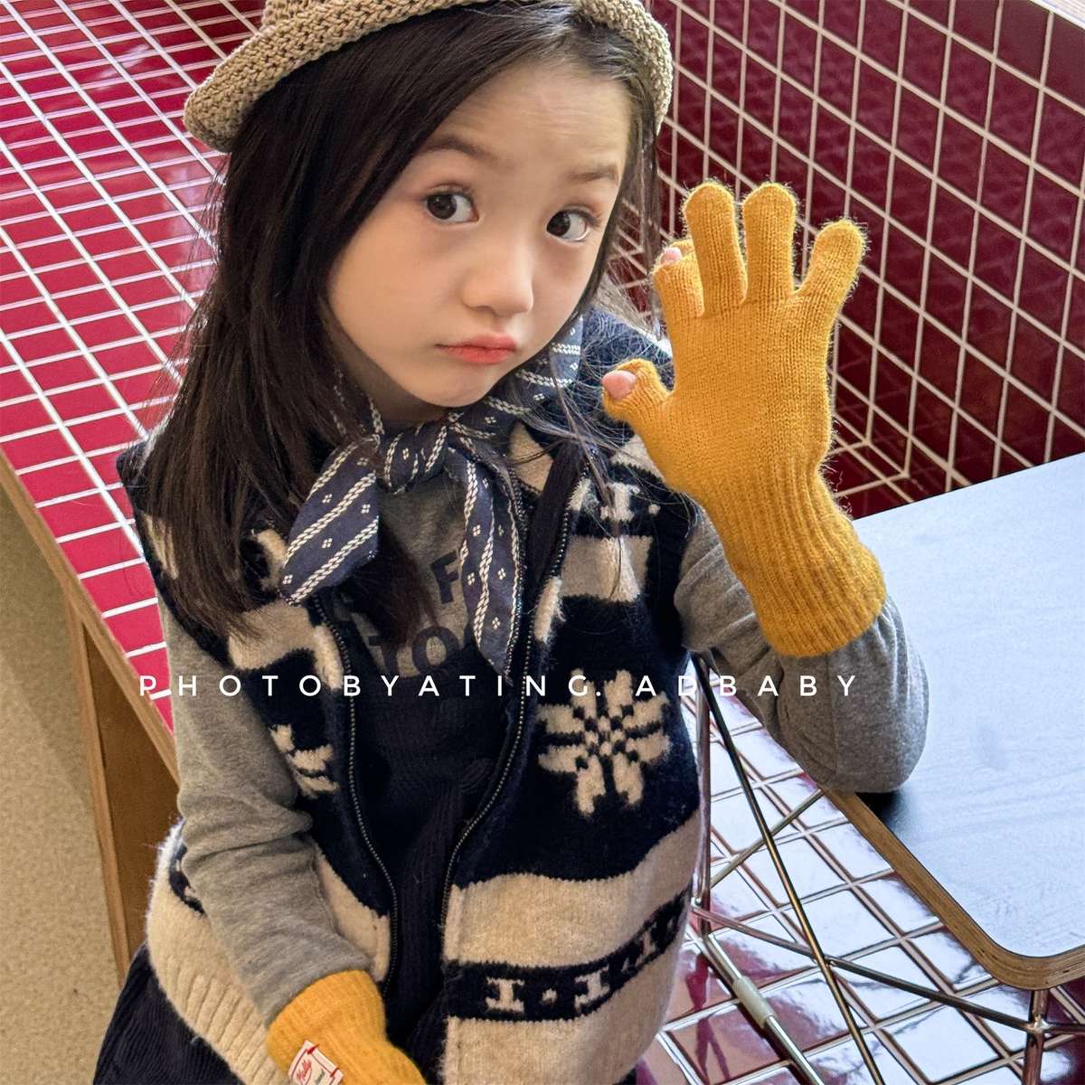 ベスト ニットベスト ジップアップ ノルディック柄 ノースリーブ トップス【mh0011429】