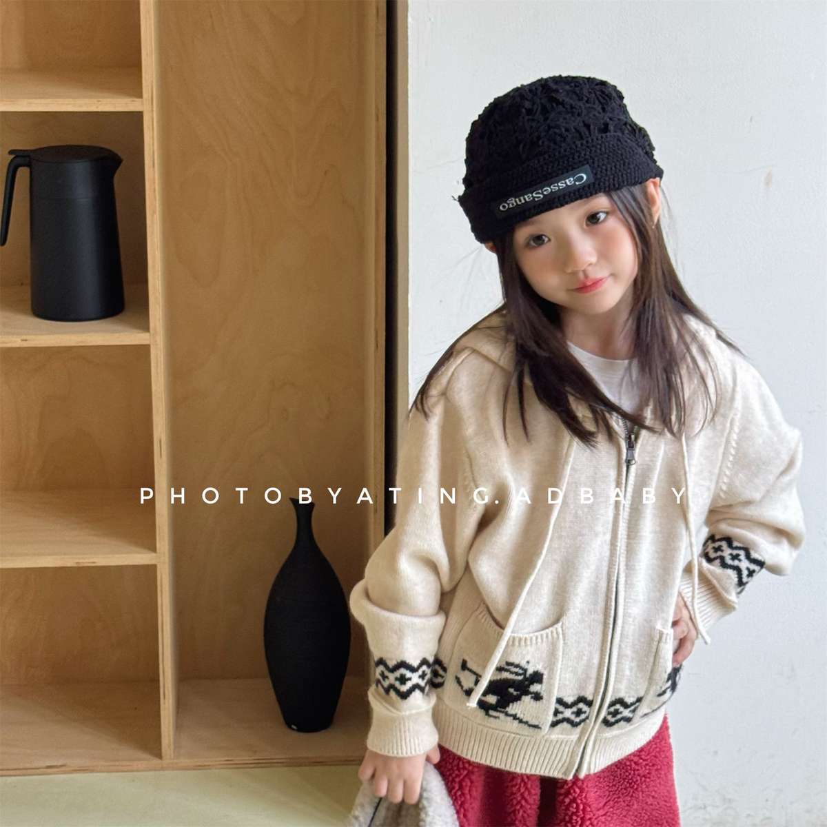 カーディガン・パーカー ニットフーディ ジップアップ ノルディック柄 カーディガン【mh0011430】