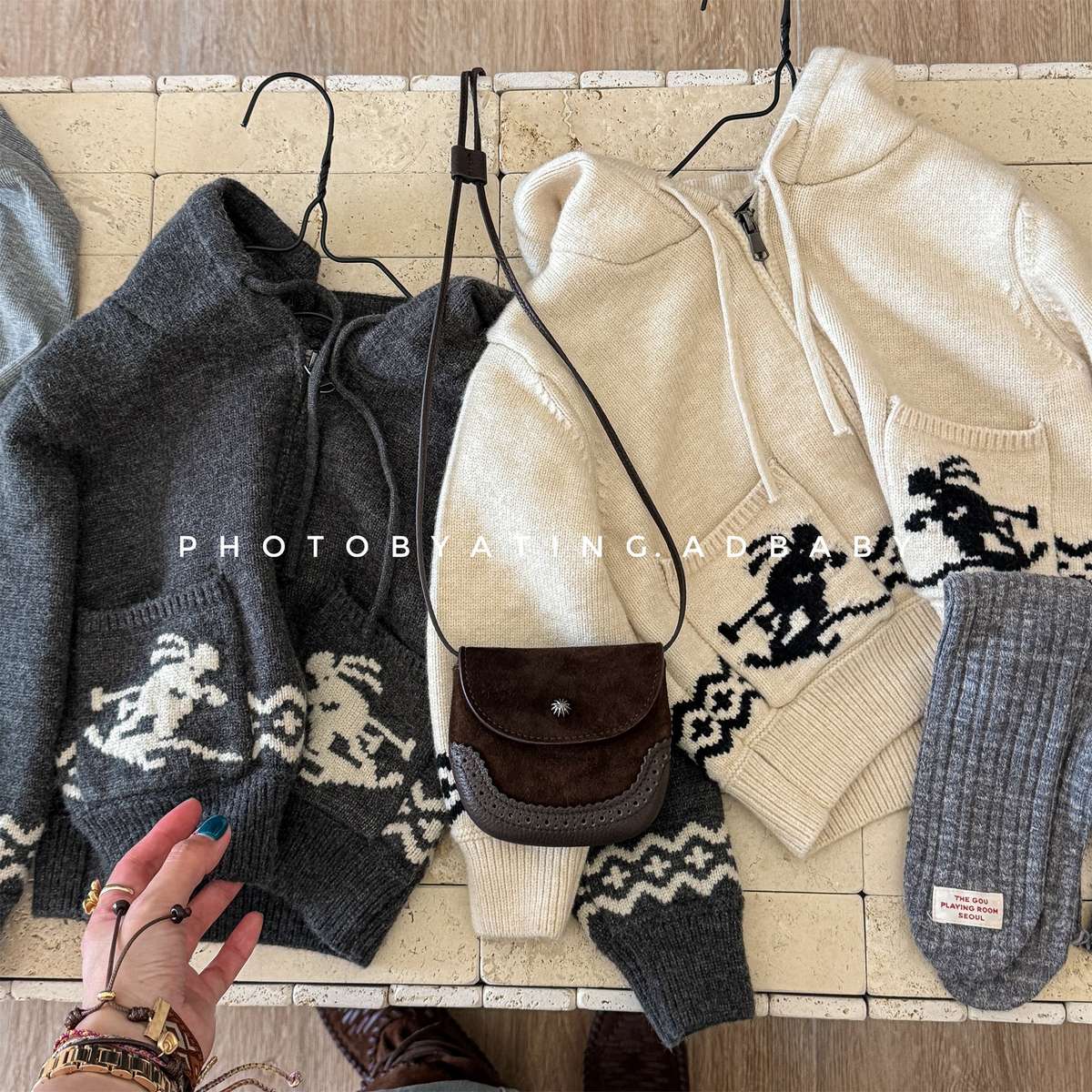 カーディガン・パーカー ニットフーディ ジップアップ ノルディック柄 カーディガン【mh0011430】