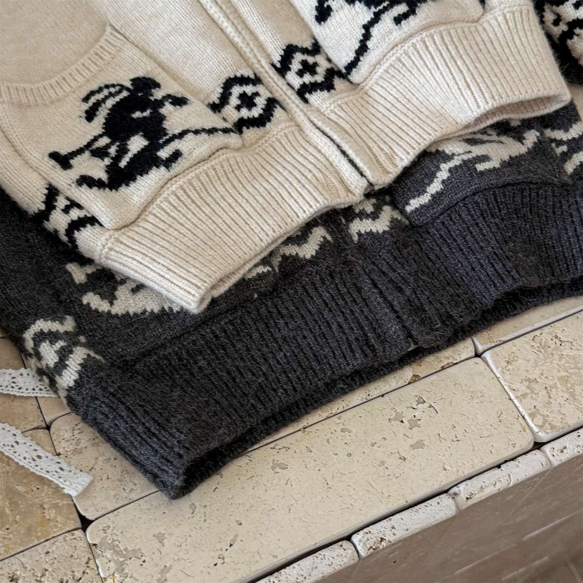 カーディガン・パーカー ニットフーディ ジップアップ ノルディック柄 カーディガン【mh0011430】