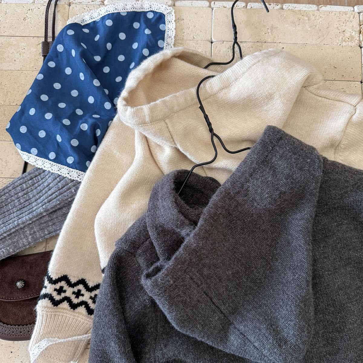 カーディガン・パーカー ニットフーディ ジップアップ ノルディック柄 カーディガン【mh0011430】