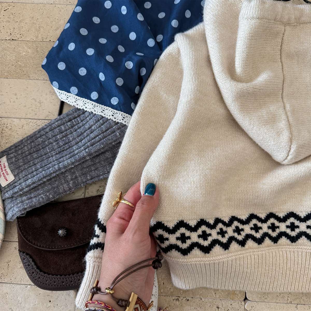 カーディガン・パーカー ニットフーディ ジップアップ ノルディック柄 カーディガン【mh0011430】