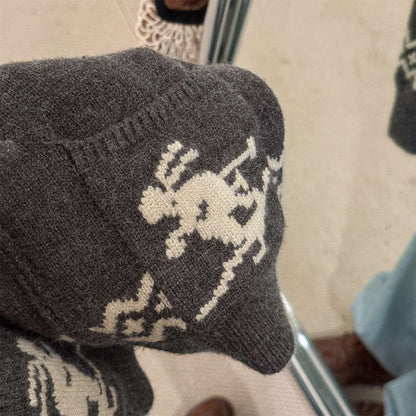 カーディガン・パーカー ニットフーディ ジップアップ ノルディック柄 カーディガン【mh0011430】