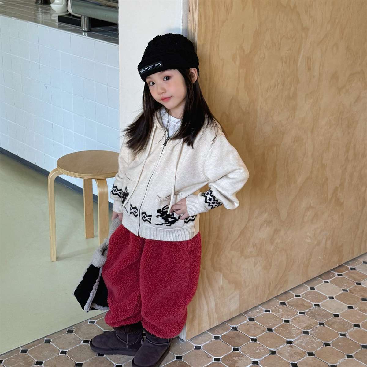 カーディガン・パーカー ニットフーディ ジップアップ ノルディック柄 カーディガン【mh0011430】